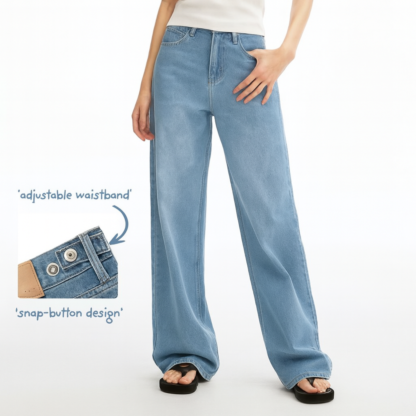 Adjustable Waist Baggy Jeans